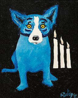 George Rodrigue (1944-2013, Louisiana), "Flames of Hope," 1992, oil on canvas, signed lower right, also signed, titled and dated verso, presented in a