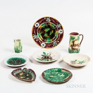 Eight Majolica Ceramic Tableware Items