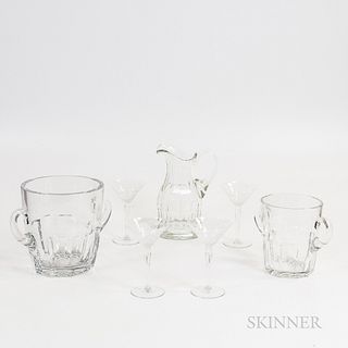 Seven Pieces of Colorless Glass Tableware