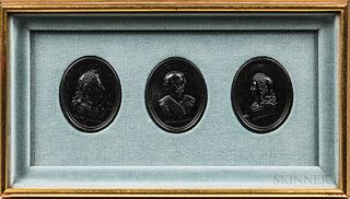 Three Wedgwood & Bentley Portrait Medallions in a Common Frame