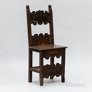 Italian Baroque Carved Walnut Side Chair