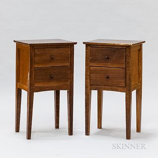 Pair of Modern Lacquered Hardwood Bedside Tables