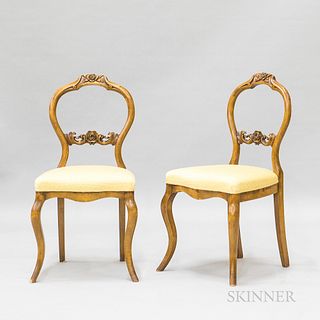 Pair of Rococo Revival-style Carved Fruitwood Side Chairs