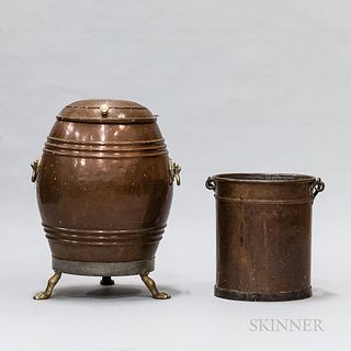 Two Large Copper Firewood and Ash Bins
