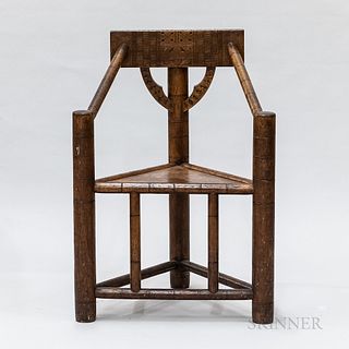 Pilgrim Century-style Carved Oak Turner's Chair