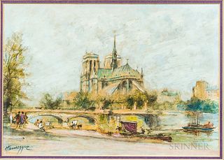 John Hansegger (Swiss/American, 1908-1989)       View of Notre Dame