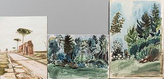 Five John Hansegger (Swiss/American, 1908-1989) Watercolor Landscapes.