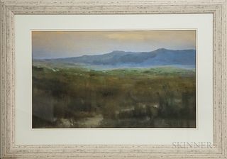 Framed Photographic Reproduction of a Pastel Landscape