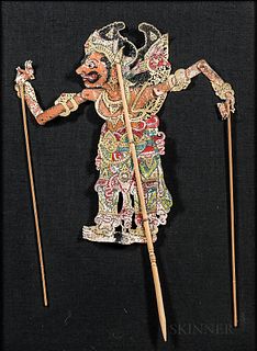 Framed and Painted Indonesian Shadow Puppet