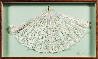 Framed Mother-of-pearl and Lace Fan
