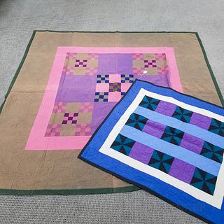 Amish Pinwheel Crib Quilt and Double Nine-patch Cotton Quilt