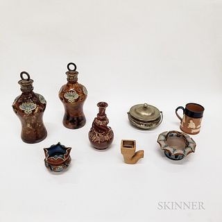 Eight Doulton Stoneware Items