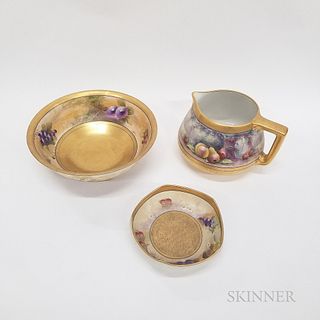 Three Pieces of Pickard Hand-painted and Gilt Porcelain Tableware