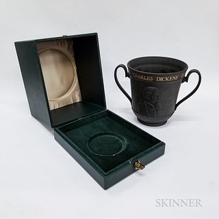 Boxed Royal Doulton Charles Dickens Black Basalt Centenary Loving Cup