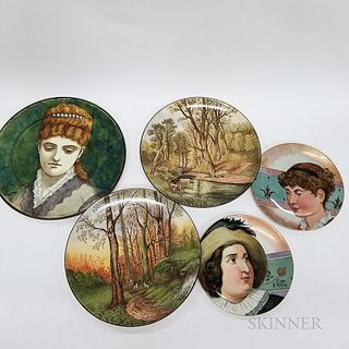 Five Doulton Hand-painted Ceramic Plates