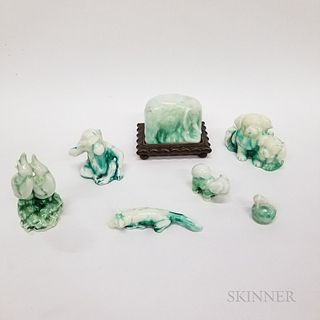 Seven Royal Doulton Chinese Jade Items
