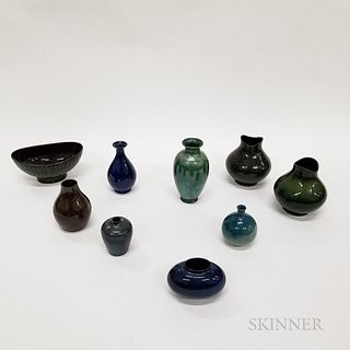 Nine Royal Doulton High Glaze Vases and Bowls