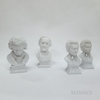 Four Herend Porcelain Busts of Composers
