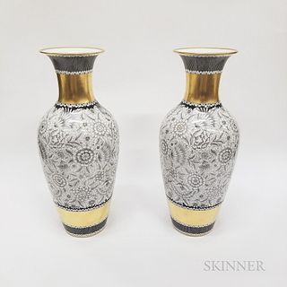 Pair of Rosenthal "Dekor Romana" Gilt Porcelain Vases