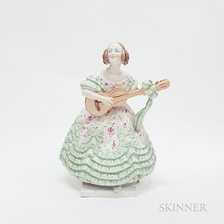 Large Herend Porcelain Figure of a Woman with Guitar