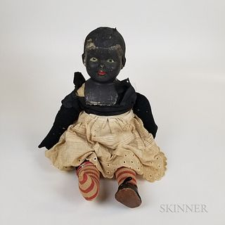 Black Papier-mache Shoulder-head Doll