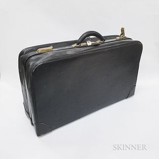 Two Pieces of Brass-bound Leather Luggage