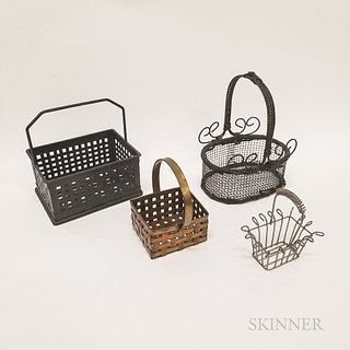Four Metal Handled Baskets