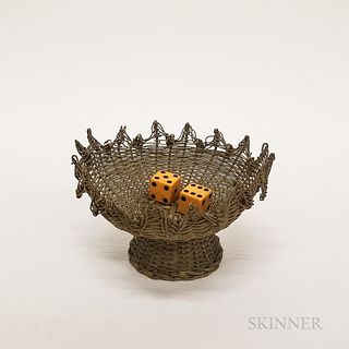 Footed Wire Compote and a Pair of Dice