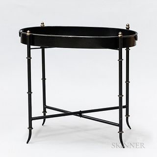 Modern Black-painted Metal Tray Table