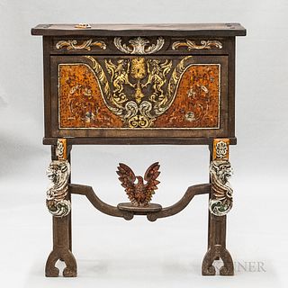 Renaissance-style Carved and Painted Hardwood Fall-front Desk