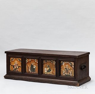 Continental Walnut Coffer with Inset Ceramic Tile Panels
