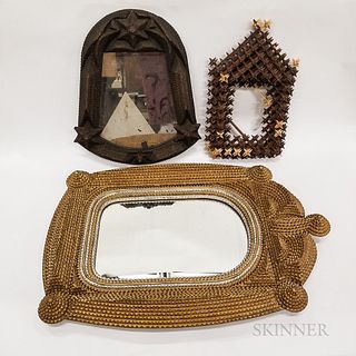 Four Tramp Art Frames and Mirrors