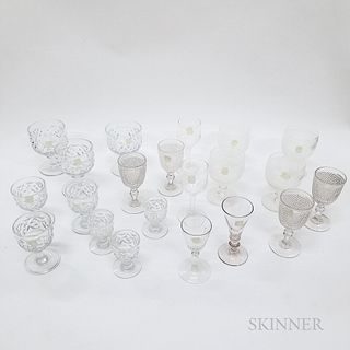 Fifty-three Pieces of Colorless Glass Stemware
