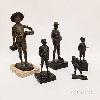 Five Mostly Bronze Statues