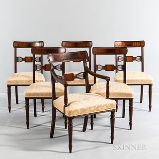 Set of Six Regency-style Inlaid and Carved Mahogany Dining Chairs