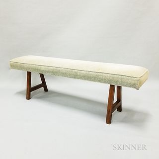Custom Upholstered Walnut Bench