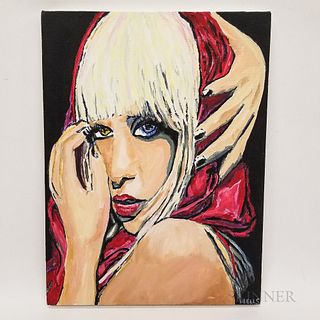 Kathleen Wells Oil on Canvas Depicting Lady Gaga