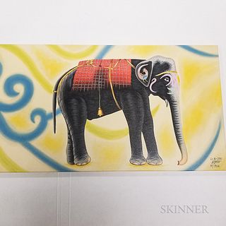 Bollywood Oil on Canvas Depicting an Indian Elephant