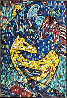Abstract Tile Mosaic Depicting Horses