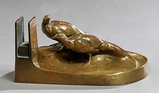 Friedrich Gornik (1877-1943, Austrian), "Pheasant Ash Tray," early 20th c., patinated bronze, signed proper right rear side, also marked with a foundr