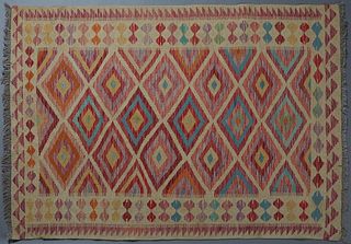 Turkish Kilim Carpet, 4' 9 x 6' 8.