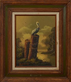 Phil Thomasson ( -1995, Louisiana), "Solitude," 1981, oil on board, signed and dated lower right, signed, dated and titled verso, presented in a mahog