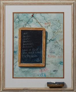 Peter Briant (New Orleans), "Jerry Ain't That Lucky," 2003, watercolor, signed lower right, signed, dated and titled verso, presented in a distressed 