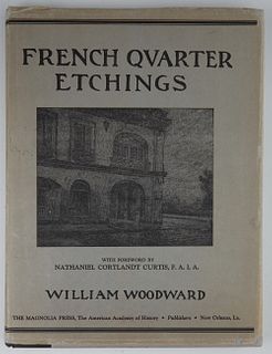 Book- Woodward, William (1859-1939, New Orleans), "French Quarter Etchings of Old New Orleans," 1938, first edition, The Magnolia Press, New Orleans, 