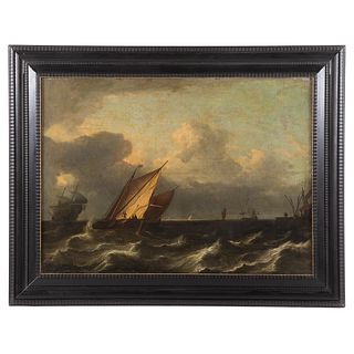 Dutch School, 17th c. Sailing Vessels in Rough Sea