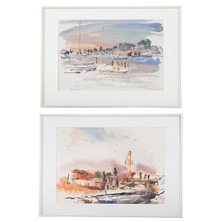 Jack Lewis. Two Framed Watercolors