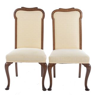 Pair of Queen Anne Style Upholstered Chairs