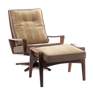 Komfort Mid Century Upholstered Chair & Ottoman