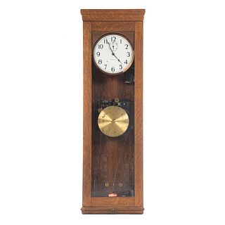 International Time Clock in Oak Case