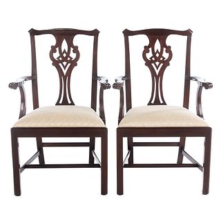 Pair of Henkel Harris Chippendale Style Arm Chairs